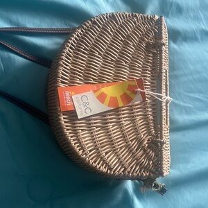 C&C California Tan Woven Crossbody Bag